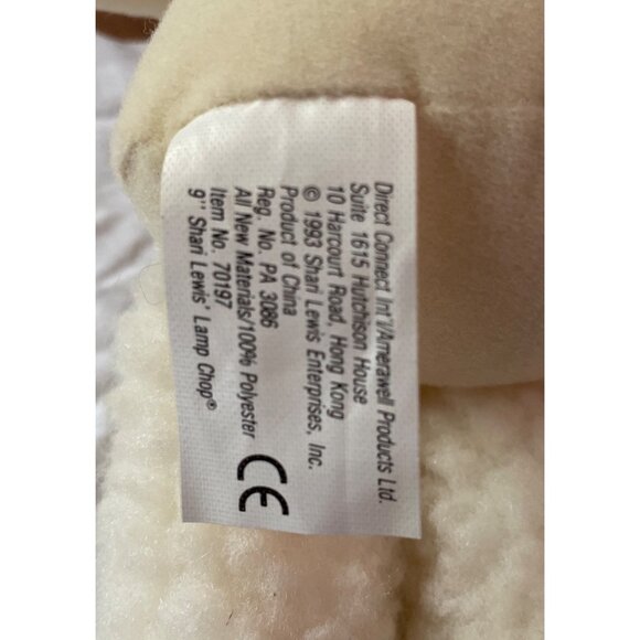 Vintage 1993 Lamb Chop Plush Toy 9" Shari Lewis White Red Buttons Polyester CE - Picture 3 of 9